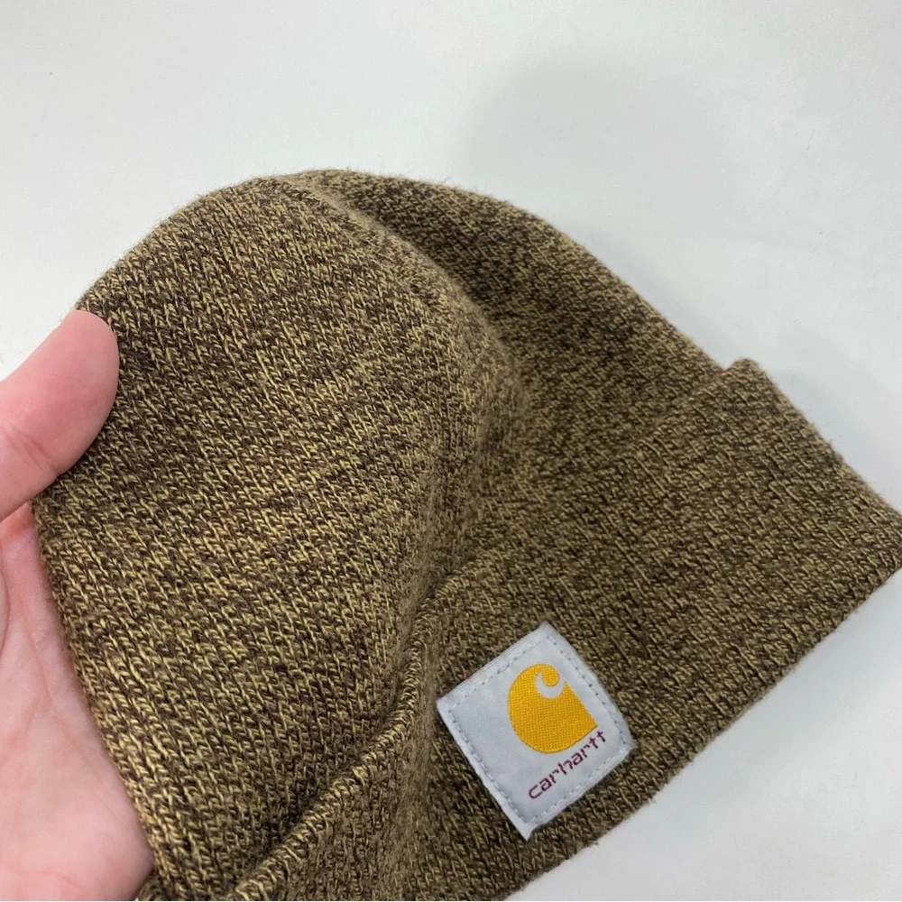 Carhartt Brown Tan Knit Foldover Cuff Style Beanie Hat - Unisex